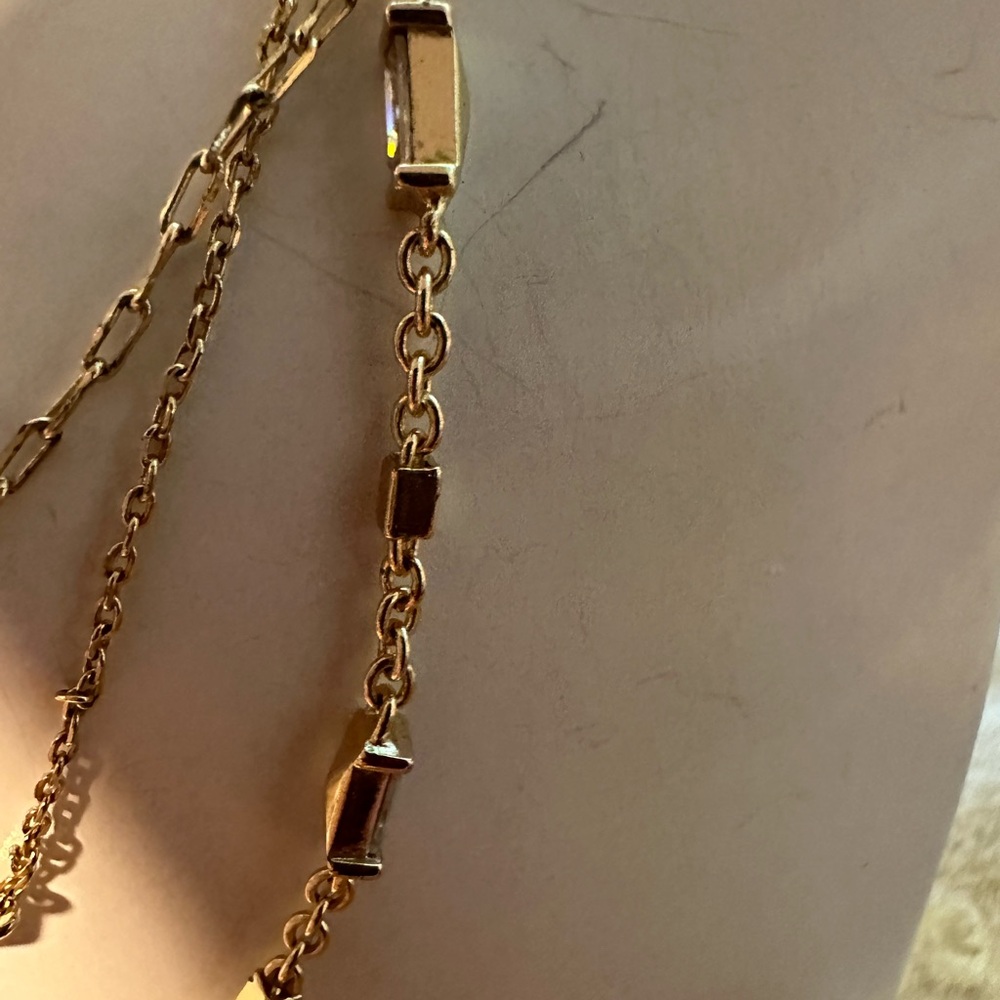 Kendra Scott Addison Multi Chain Necklace Gold Tone Rhinestone Signed Spring - Picture 5 of 16